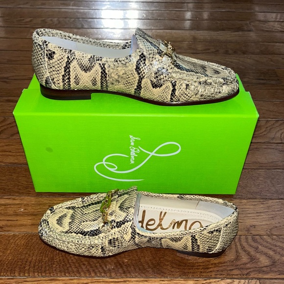 Sam Edelman Lucca Loafer Golden Tan Leather Women’s Size 5 Snake Print NIB - Picture 3 of 9